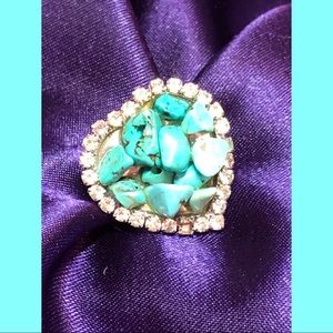 Adjustable Turquoise heart ring